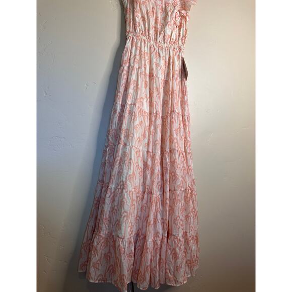 NWT Scotch & Soda Pink Leaf Print Sun Seekers Organic Cotton Maxi Dress SMALL - Picture 3 of 12